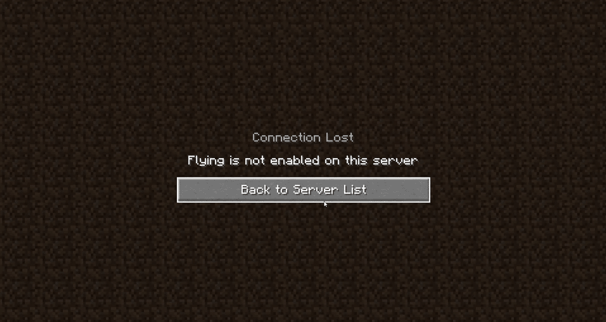 flying not enabled on this server notice