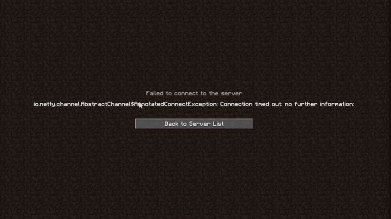 failed to connect to server