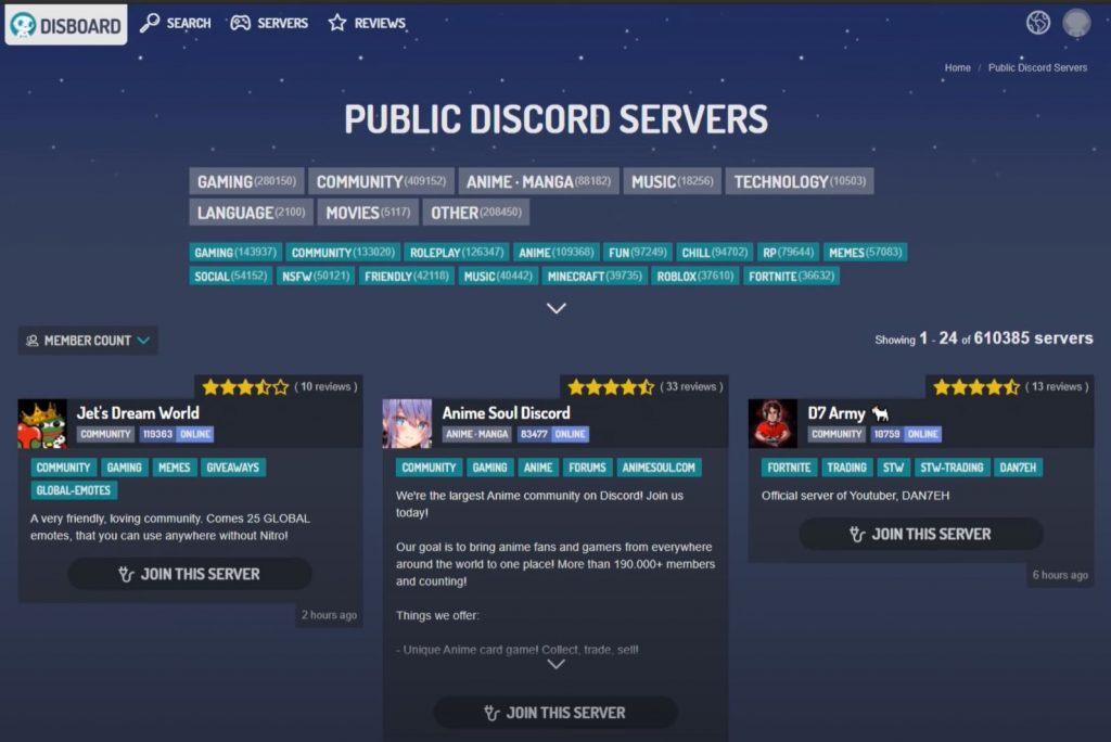 Public discord servers to join in