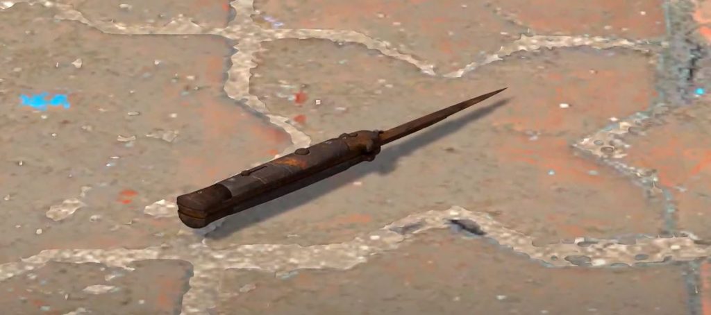 Stiletto Knife rust coat found on floor