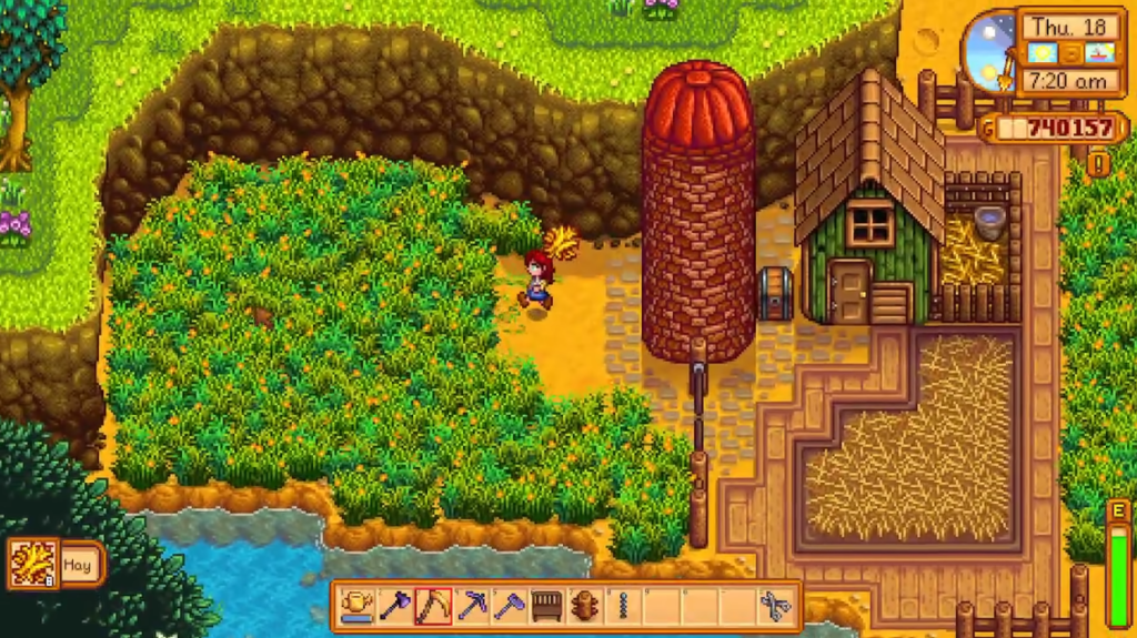 Stardew Valley - harvesting hays for cows