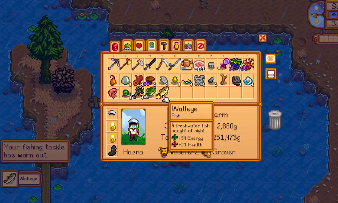 walleye stardew valley energy and health