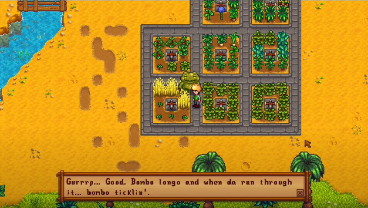 Gourmand Frog in Stardew Valley with wheat