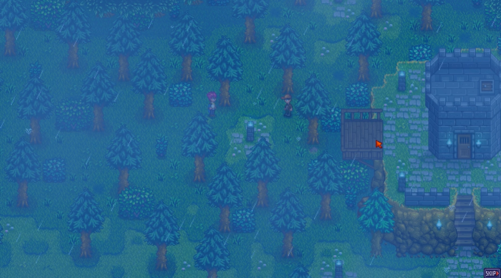 Lance in the forest raining stardew valley expanded