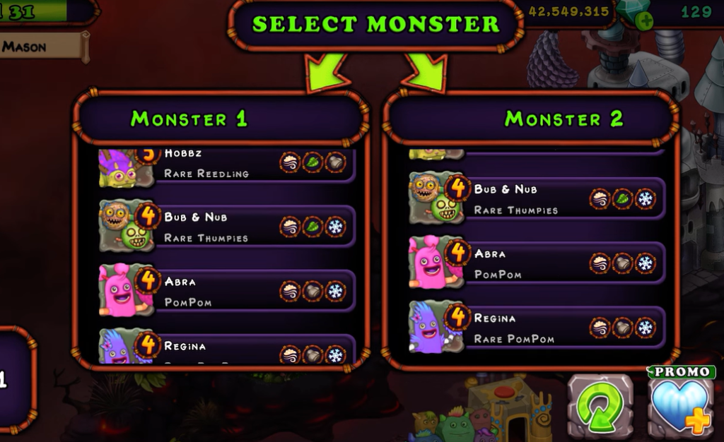 Select Monster My Singin Monster