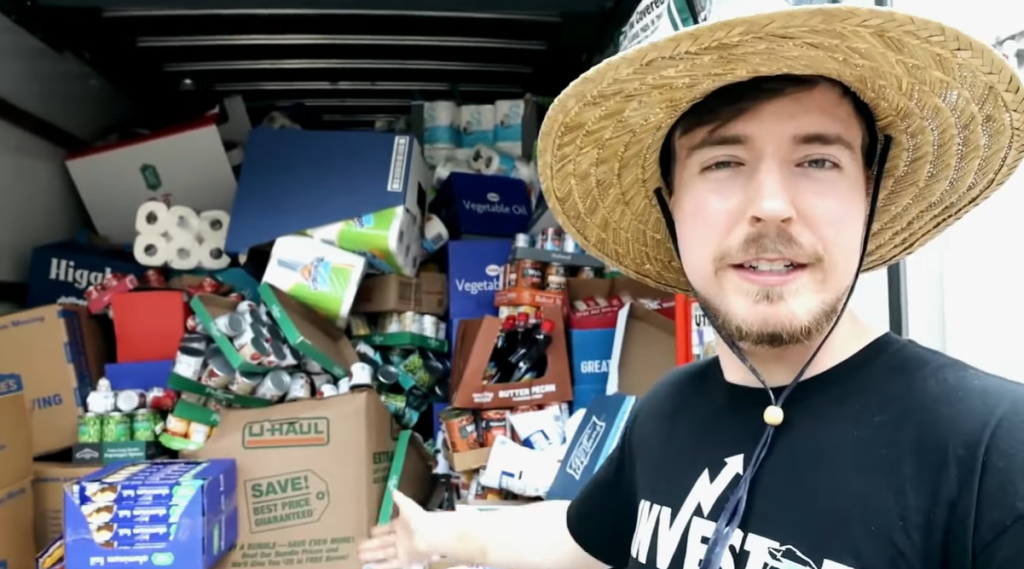 mrbeast with truck full of supplies