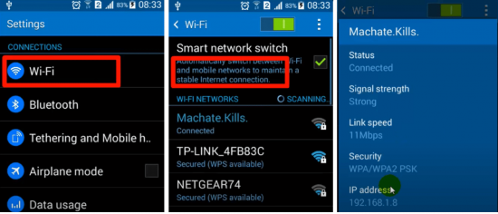 Android wifi settings