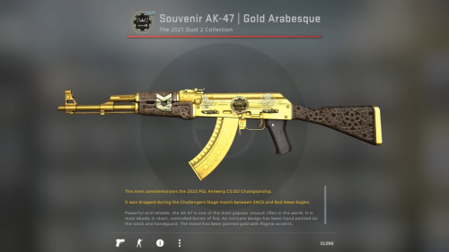 CSGO AK 47- Gold Arabesque