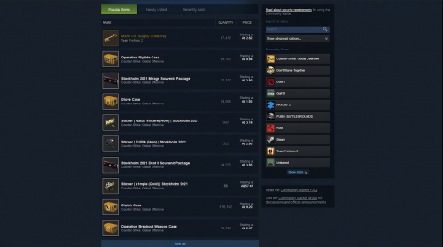 CSGO items on Steam Marketplace