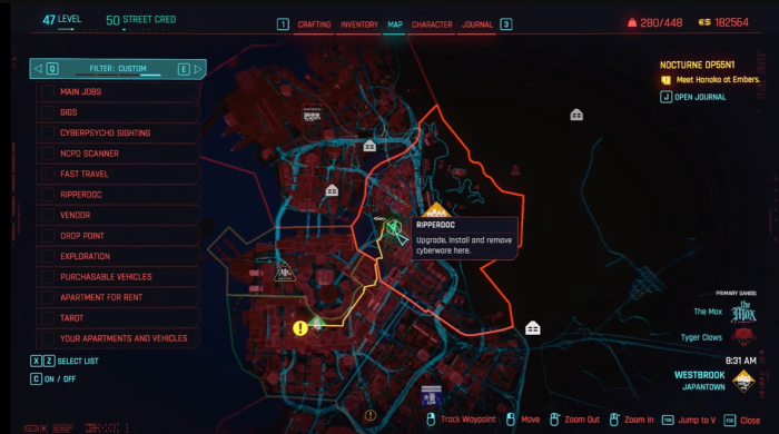 Cyberpunk 2077 Ripperdoc on map