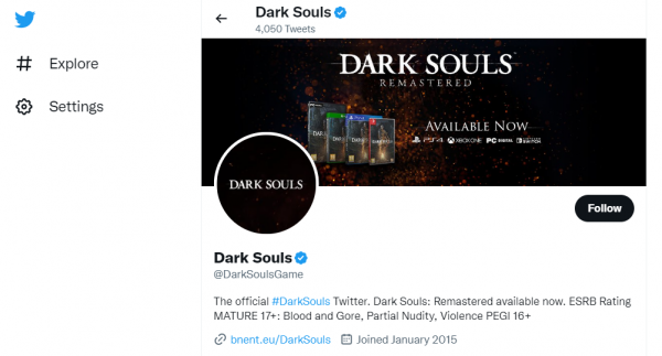 Dark Souls Remastered Twitter Account