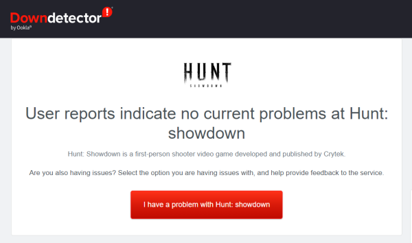 Down Detector - Hunt Showdown