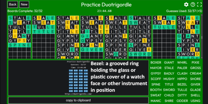 Duotrigordle completing 32 boards