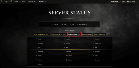 Lost Ark Europe Central server status