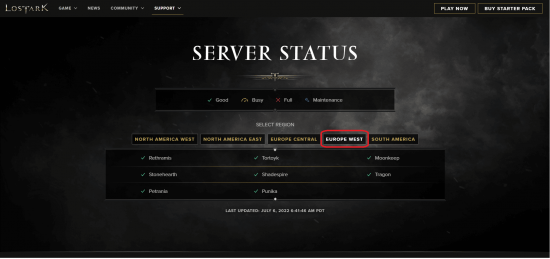 Lost Ark Europe West server status