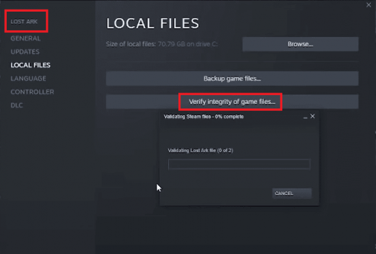 Lost Ark Steam verify integrity of game files