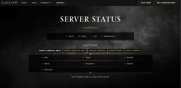 Lost Ark server status