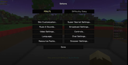 Minecraft in-game settings