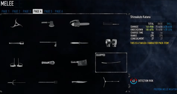 Payday 2 - Melee weapons