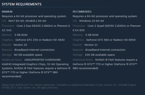 KF2 Server Requirements- system requirements from Steam