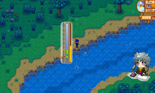 Stardew Valley - Catching catfish in the river
