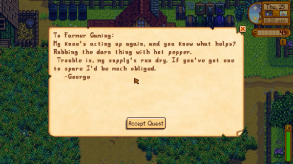Stardew Valley - George knee therapy quest