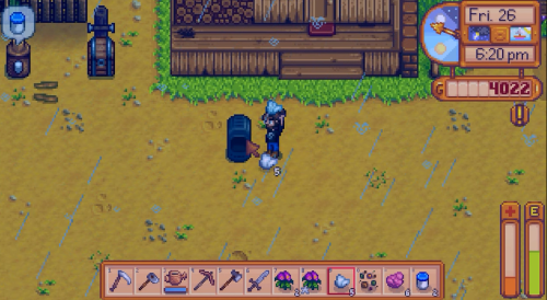 Stardew Valley - carrying iron ore to craft iron bar