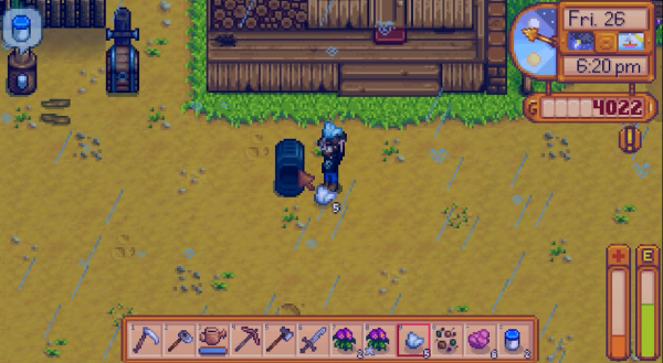 Stardew Valley - carrying iron ore to craft iron bar