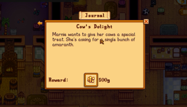 Stardew Valley - cow's delight quest completed