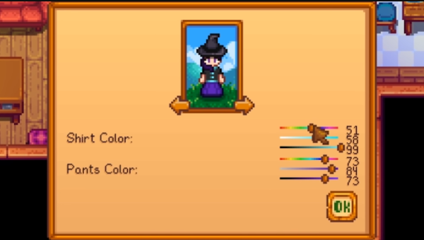 Stardew Valley - dyeing outfit