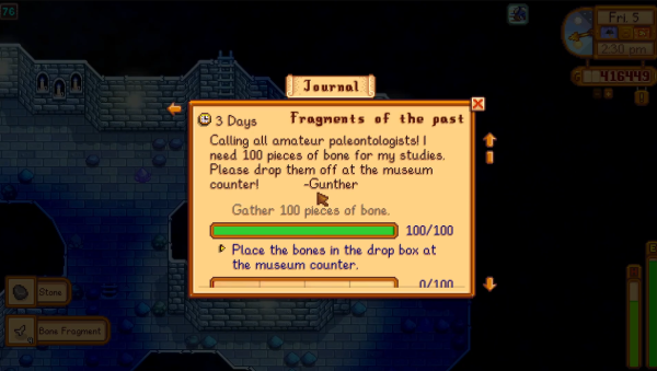Stardew Valley - fragments of the past journal entry