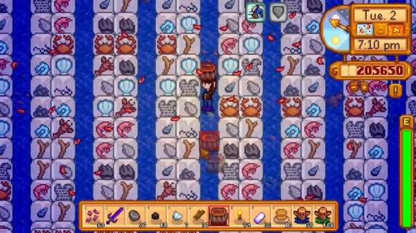 Stardew Valley - harvesting from crab pots