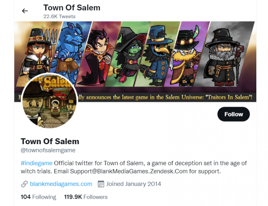 Town of Salem twitter page