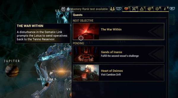 Warframe select War Within quest