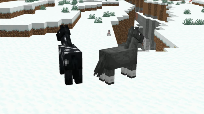 black and white horses in Minecraft