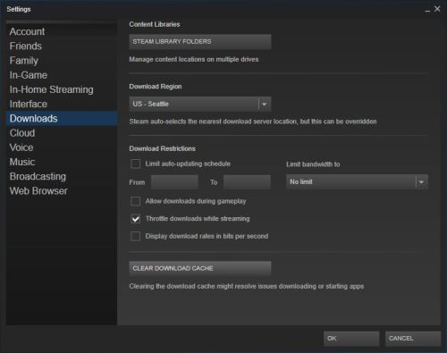 clear download cache on Steam