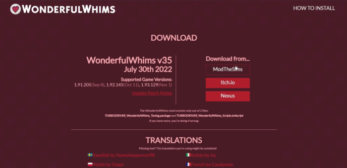 download Sims 4 Wonderful Whiims MOD