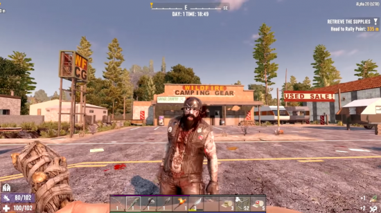 fighting off a zombie 7 days to die