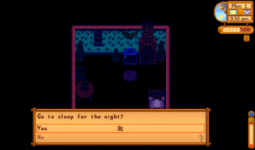 going to bed stardew valley