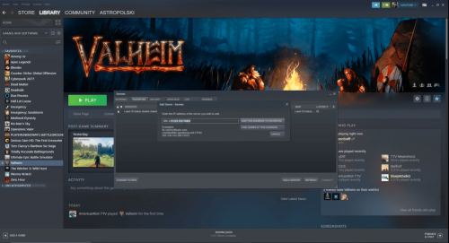 joining a Valheim server on Steam