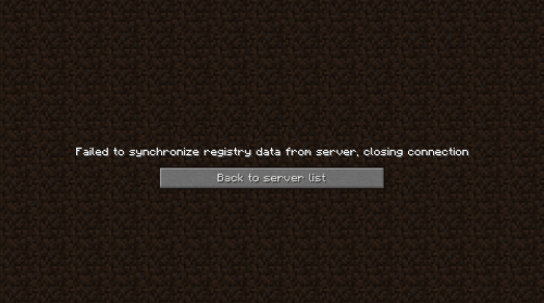 minecraft failed to synchronize registry data from server notification