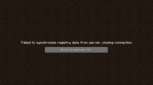 minecraft failed to synchronize registry data from server notification