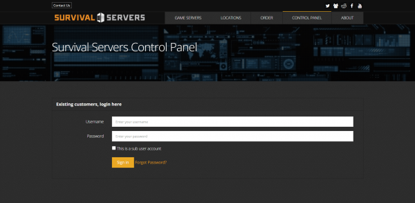 survival servers control panel