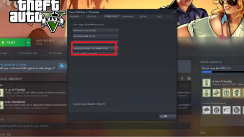 verify integrity of game files GTA V on Steam