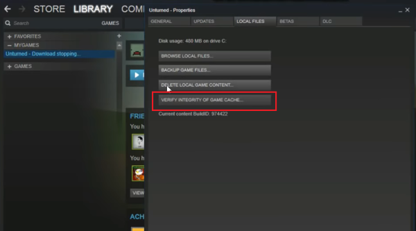 verify integrity of game files for Unturned